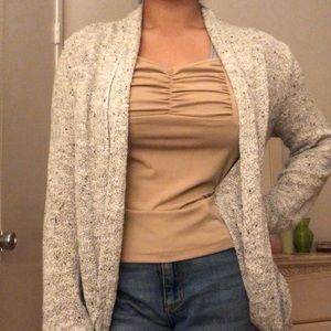 Gray and white cardigan